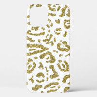 Gold Glitter White Cheetah Leopard Animal Print 