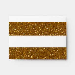 Gold Glitter & White Stripes Invitation Envelopes