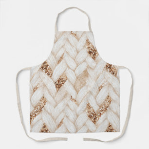 Gold Glitter White Woven Faux Fabric   Apron