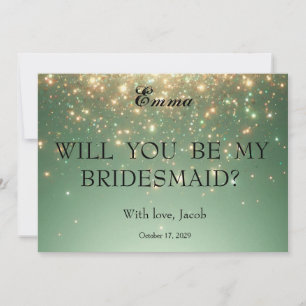 Gold Glitter Will You Be My Bridesmaid Invitation