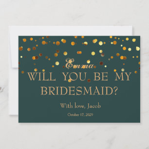 Gold Glitter Will You Be My Bridesmaid Invitation
