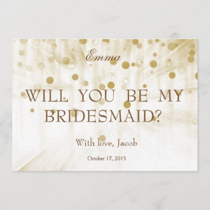 Gold Glitter Will You Be My Bridesmaid Invitation