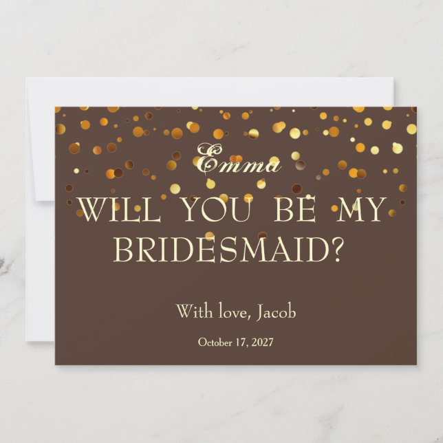 Gold Glitter Will You Be My Bridesmaid Invitation (Front)