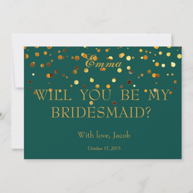 Gold Glitter Will You Be My Bridesmaid Invitation (Front)