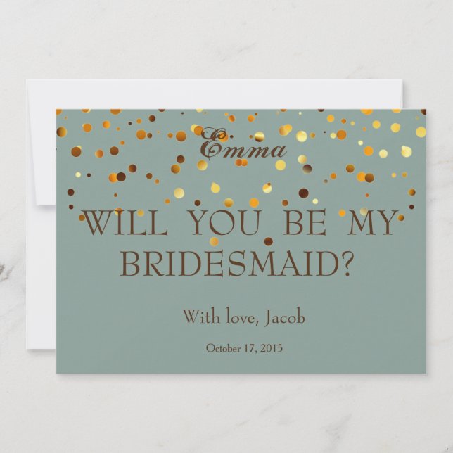 Gold Glitter Will You Be My Bridesmaid Invitation (Front)