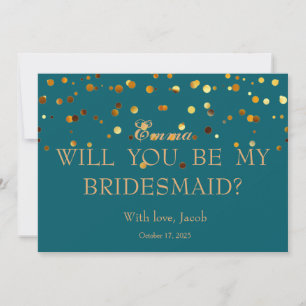 Gold Glitter Will You Be My Bridesmaid Invitation