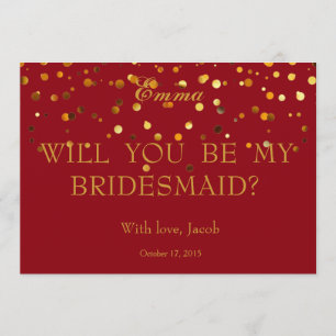 Gold Glitter Will You Be My Bridesmaid Invitation