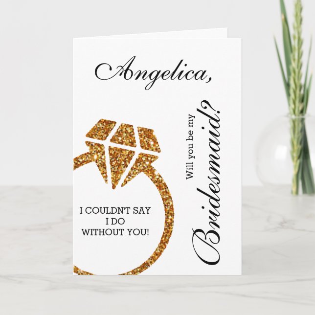 Gold Glitter Will You Be My Bridesmaid Invitation (Front)