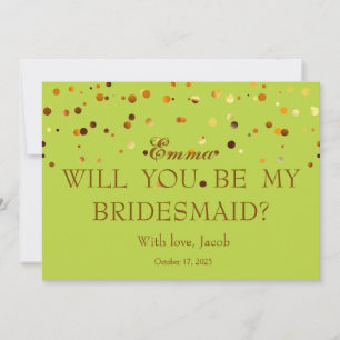 Gold Glitter Will You Be My Bridesmaid Invitation