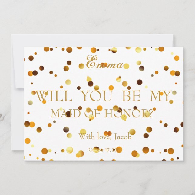 Gold Glitter Will You Be My MAID OF HONOR Invitation (Front)