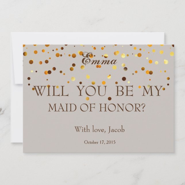 Gold Glitter Will You Be My MAID OF HONOR Invitation (Front)