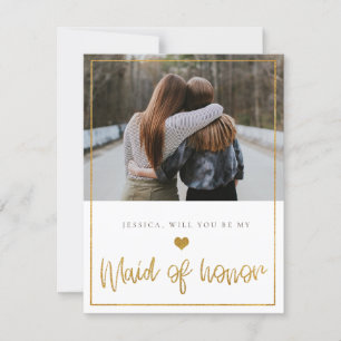 Gold glitter Will You Be My Maid of Honour Card