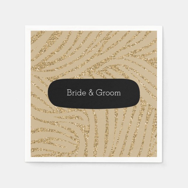 Gold Glitter Zebra Print Napkin (Front)