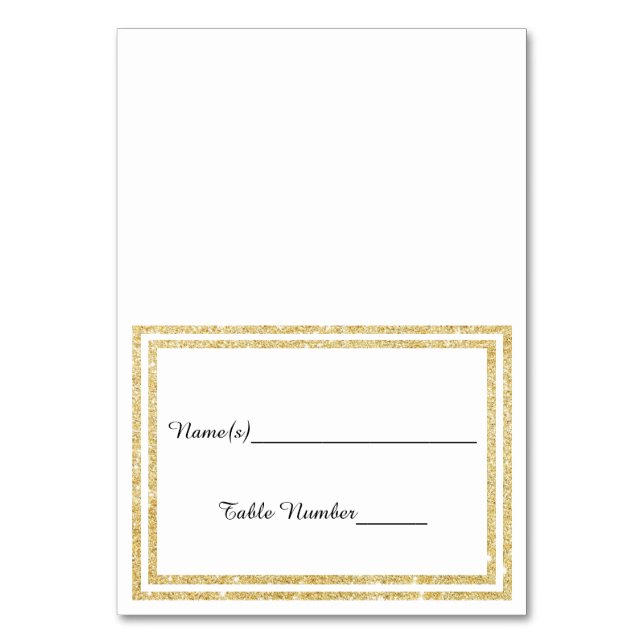 Gold Glittered Trim - Escort Card (Front)