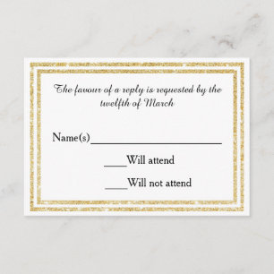 Gold Glittered Trim - RSVP Card