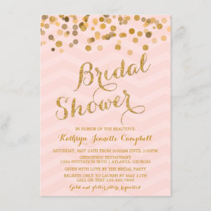 Gold Glittering Confetti Bridal Shower Invite