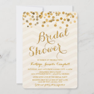 Gold Glittering Confetti Bridal Shower Invite