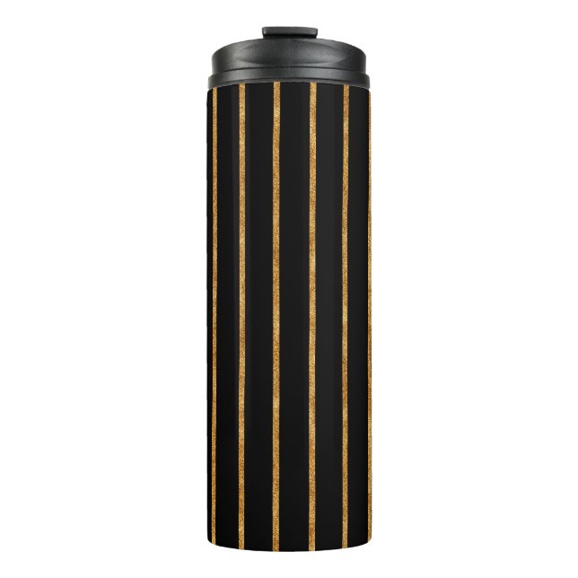Gold Glittering Lines  Thermal Tumbler (Front)
