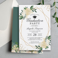 Gold Glitters Greenery Floral Graduation Party