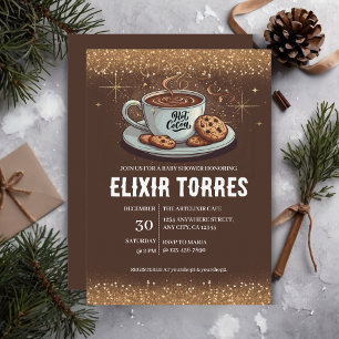 Gold Glitters Hot Chocolate Winter Baby Shower Invitation