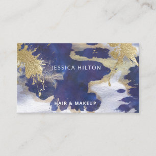 Gold glittery abstract elegant watercolor wash business card