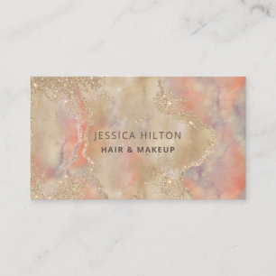 Gold glittery abstract pastel watercolor wash business card
