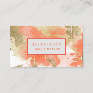 Gold glittery abstract pastel watercolor wash business card