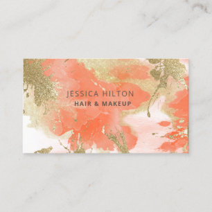 Gold glittery abstract pastel watercolor wash  business card