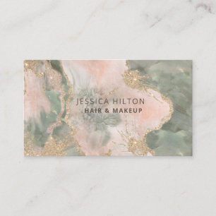 Gold glittery abstract pastel watercolor wash business card