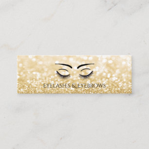Gold glittery chic elegant Eyelashes & eyebrow Mini Business Card