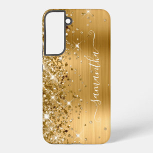 Gold Glittery Foil Girly Signature Samsung Galaxy Case