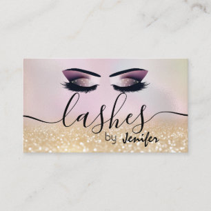 Gold Glittery luxury makeup eyes calligraphy Business Card