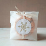Gold Glittery Snowflake Classic Round Sticker<br><div class="desc">Seal your invitation envelopes or favours with these gold glittery snowflakes.  Coordinates with the Winter Elegance wedding collection found in the Adore Paper Co. Zazzle Shop.</div>