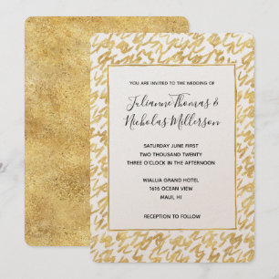 Gold Glitz Abstract Squiggles Wedding Invites