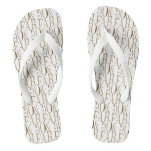 Gold Glitz Glam 50 & Fabulous Pattern Flip Flops