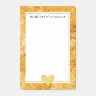 Gold Glitz Heart Post-it Notes