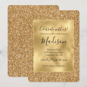 Gold Glitz Stylish Glam Glitter Invitation