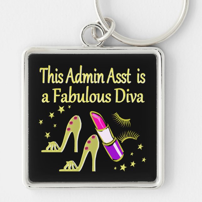 GOLD GLITZY ADMIN ASSISTANT DIVA DESIGN KEYCHAIN (Front)