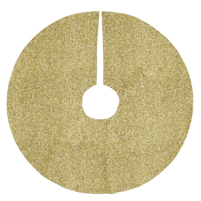 Gold Glitzy Glitter Brushed Polyester Tree Skirt (Front)