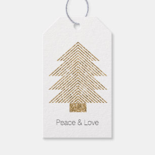 Gold Glitzy Glitter Christmas Tree   Gift Tags
