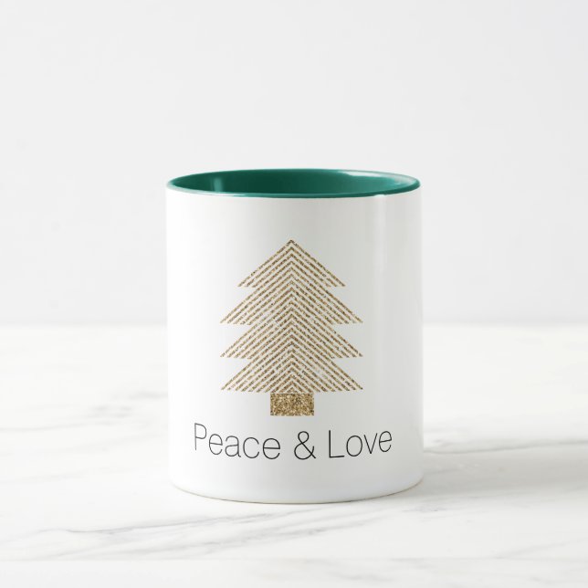 Gold Glitzy Glitter Christmas Tree     Mug (Center)