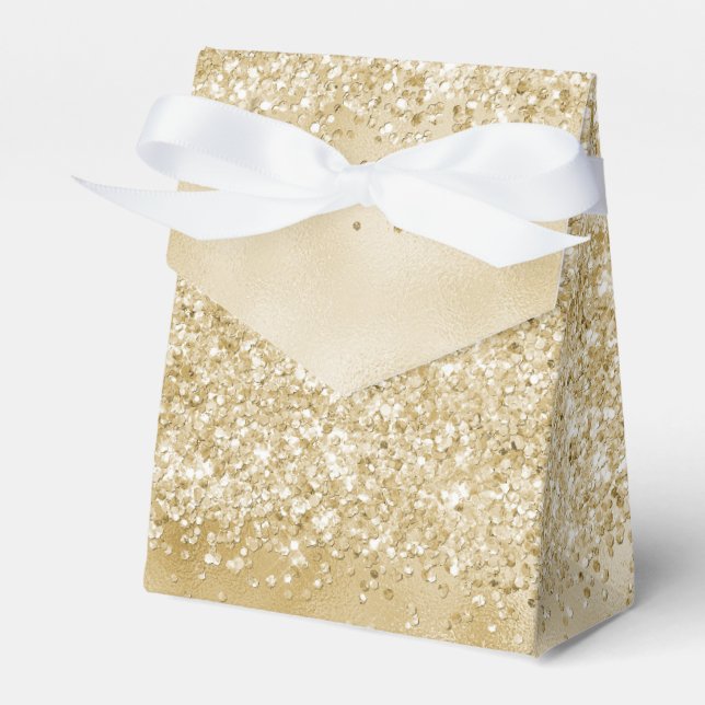 Gold Glitzy Glitter Favour Box (Front Side)
