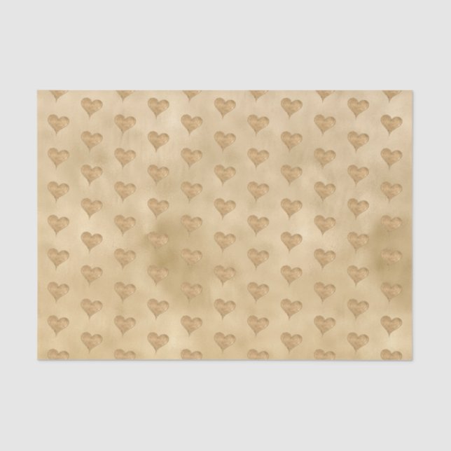Gold Glitzy Glitter Love Heart Tissue Paper (Front)