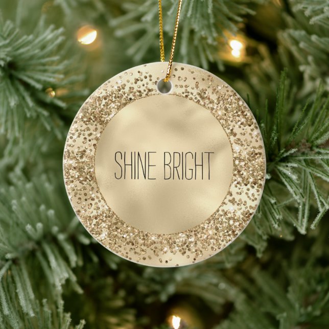 Gold Glitzy Glitter Sparkle Confetti Shine    Ceramic Ornament (Tree)