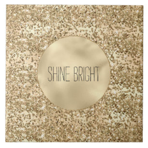 Gold Glitzy Glitter Sparkle Confetti Shine     Tile