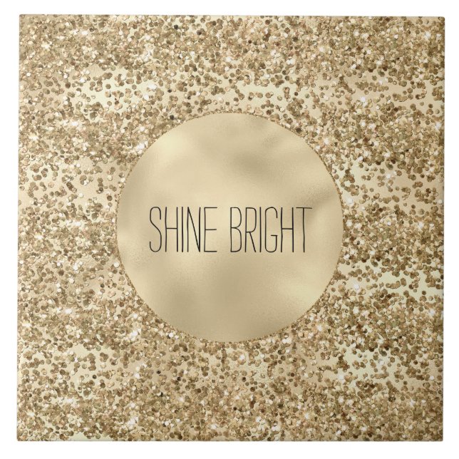 Gold Glitzy Glitter Sparkle Confetti Shine     Tile (Front)