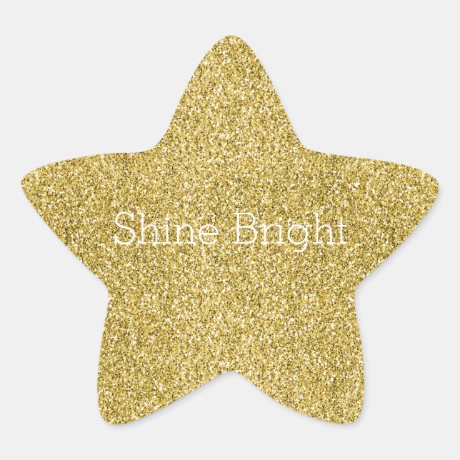 Gold Glitzy Glitter Star Sticker (Front)