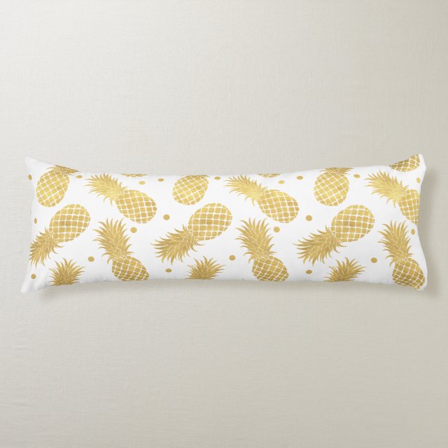 Gold Glitzy Pineapples Body Pillow (Front)