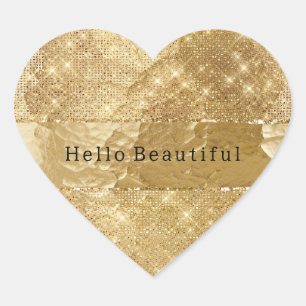 Gold Glitzy Sparkle Heart Sticker