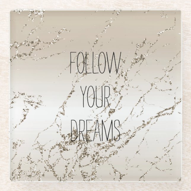 Gold Glitzy Sparkle Ombre        Glass Coaster (Front)